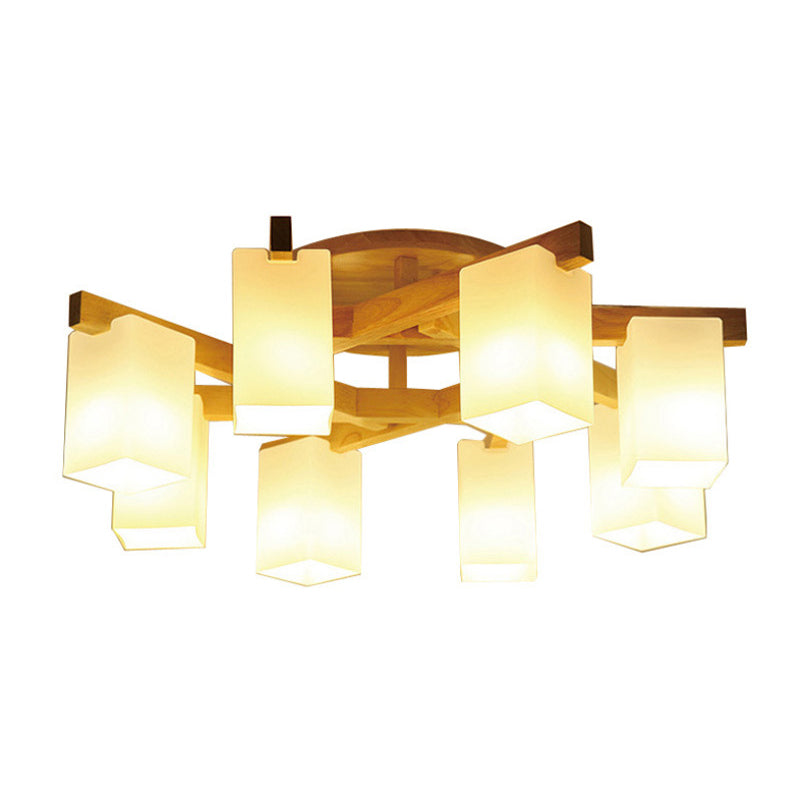 Rectangle Semi Flush Mount Light Fixture Wood Modern Simplicity Flush Mount Ceiling Light Fixture