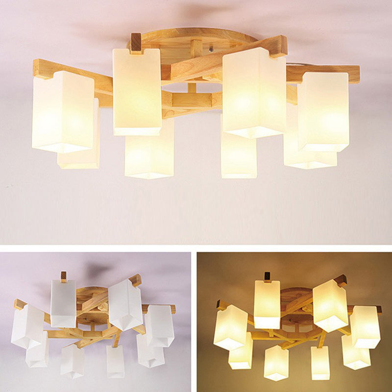 Rectangle Semi Flush Mount Light Fixture Wood Modern Simplicity Flush Mount Ceiling Light Fixture