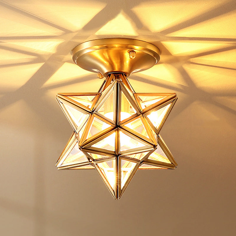 Star Semi-Flush Ceiling Light Traditional Glass Ceiling Mount Lamp for Bedroom