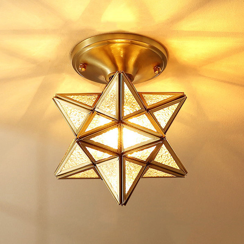 Star Semi-Flush Ceiling Light Traditional Glass Ceiling Mount Lamp for Bedroom