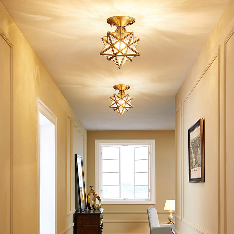 Light a soffitto a soffitto semi-flush stellare lampada da monte a soffitto in vetro per camera da letto