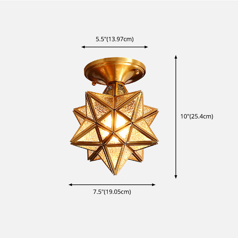 Star Semi-Flush Ceiling Light Traditional Glass Ceiling Mount Lamp for Bedroom