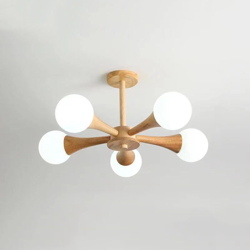 Sphere Semi Flush Mount Lighture Wood Wood Simplicidad moderna Montaje de montaje Luz de techo