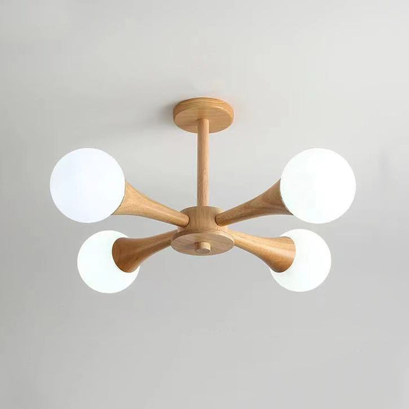 Sphere Semi Flush Mount Lighture Wood Wood Simplicidad moderna Montaje de montaje Luz de techo