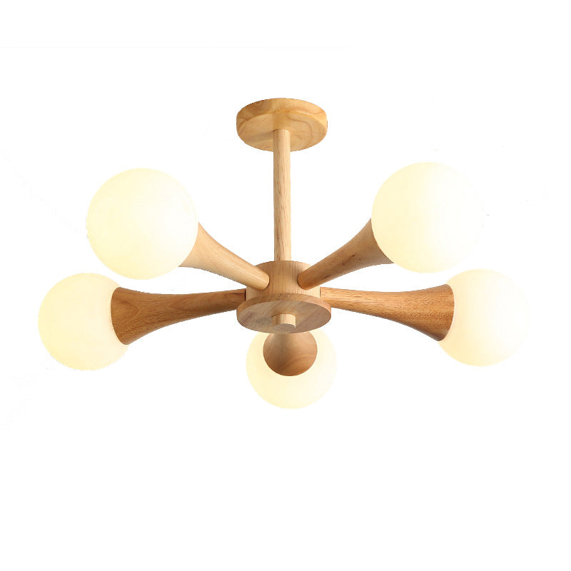 Sphere Semi Flush Mount Lighture Wood Wood Simplicidad moderna Montaje de montaje Luz de techo