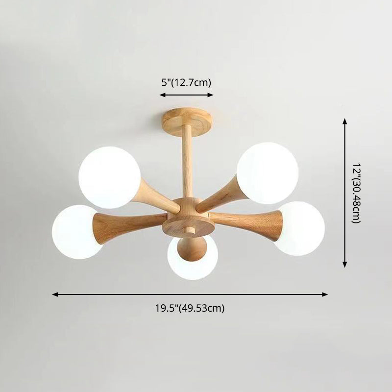 Kugel halb Flush -Montierung Leuchte Holz moderne Einfachheit Flush Mount Deckenleuchte