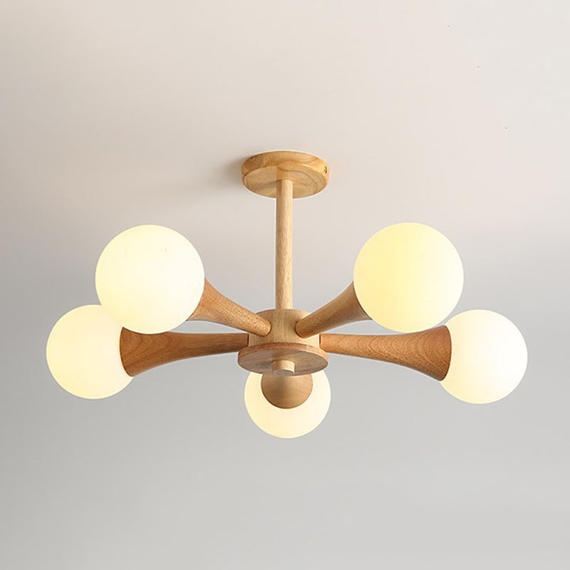 Sphere Semi Flush Mount Lighture Wood Wood Simplicidad moderna Montaje de montaje Luz de techo