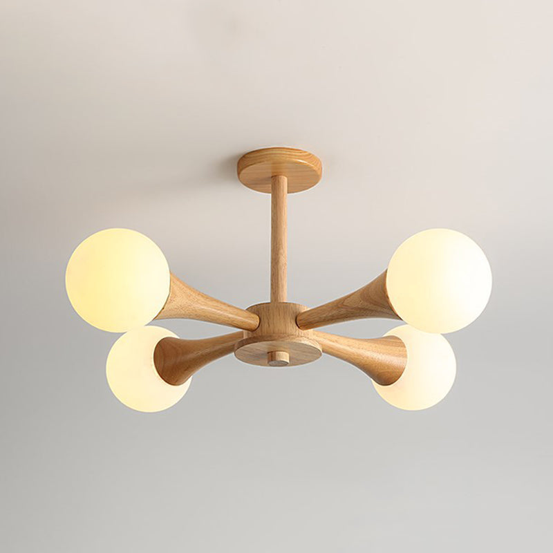 Sphere Semi Flush Mount Lighture Wood Wood Simplicidad moderna Montaje de montaje Luz de techo