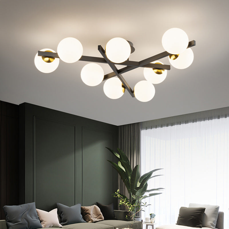 Contemporary Sputnik semifulò latte in vetro di latte in vetro a soffitto lampada da monte