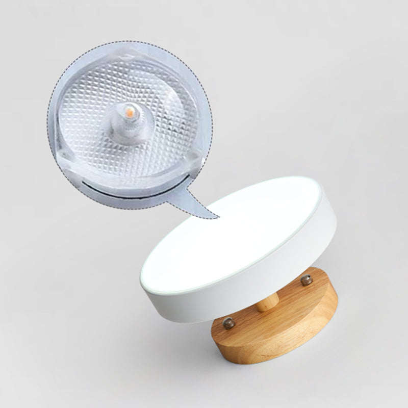 Lámpara de techo de tambor nórdico Montaje con descarga de madera LED de 1 luces montado en el techo de madera