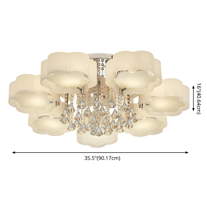 White Sputnik LED Semi Flush Mount in Modern Concise Style Crystal Ceiling Light with Acrylic Shade