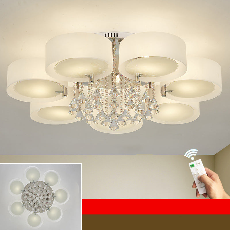 Witte sputnik led semi -flush mount in moderne beknopte stijl kristallen plafondlicht met acrylschaduw