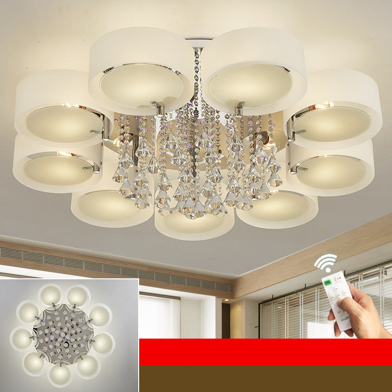 Witte sputnik led semi -flush mount in moderne beknopte stijl kristallen plafondlicht met acrylschaduw