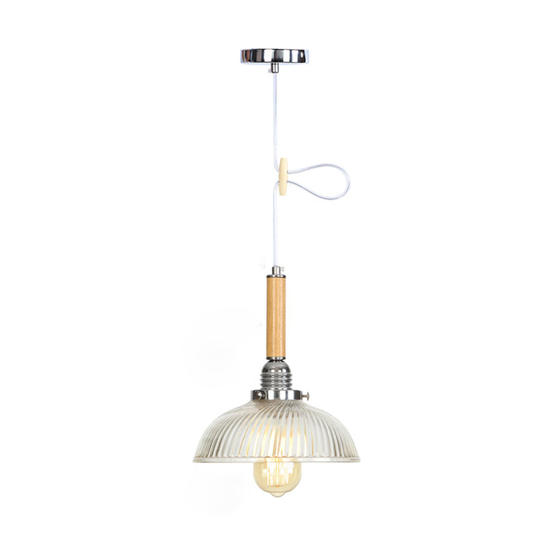 Simplicidad Bombilla de madera Single Hanging Light Glass Coffee Shop Fexecture con alambre de suspensión ajustable de 39.3 "