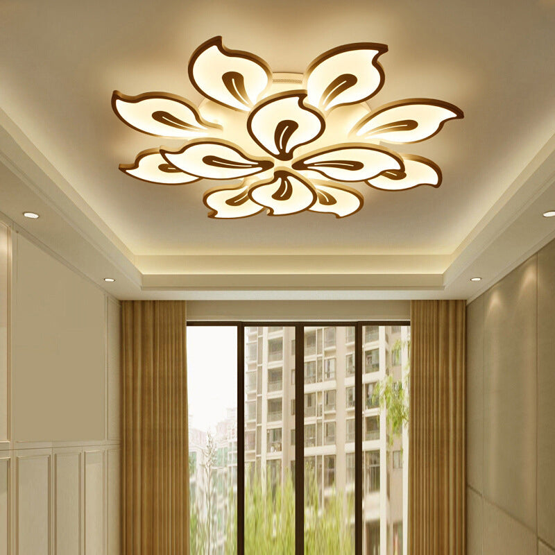 Metal Floral Semi Flush Mount Ceiling Fixture Modern Bedroom Semi Flush Ceiling Light Fixtures