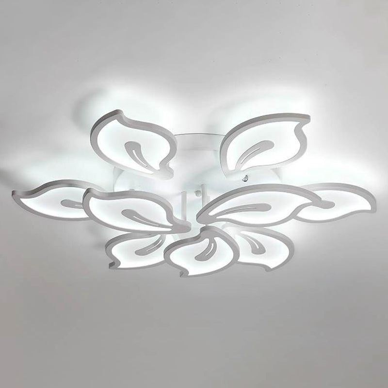 Metal Floral Semi Flush Mount Ceiling Fixture Modern Bedroom Semi Flush Ceiling Light Fixtures