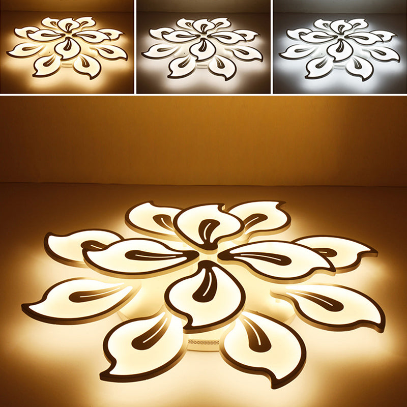 Metal Floral Semi Flush Mount Ceiling Fixture Modern Bedroom Semi Flush Ceiling Light Fixtures