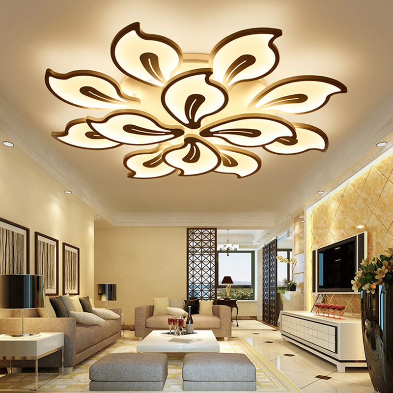 Metal Floral Semi Flush Mount Ceiling Fixture Modern Bedroom Semi Flush Ceiling Light Fixtures