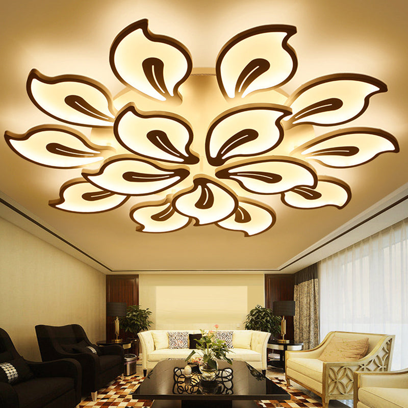 Metal Floral Semi Flush Mount Ceiling Fixture Modern Bedroom Semi Flush Ceiling Light Fixtures