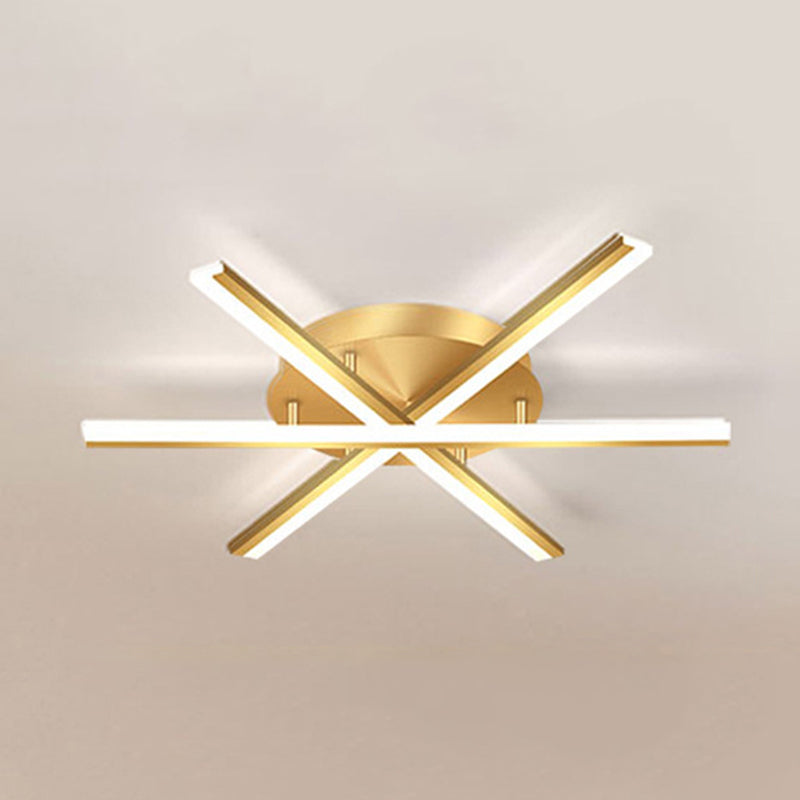 Metal Linear Semi Flush Mount Ceiling Light Modern Simplicity Living Room Lighting Fixture