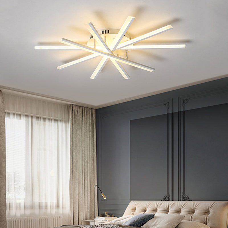 Metal Linear Semi Flush Mount Ceiling Light Modern Simplicity Living Room Lighting Fixture