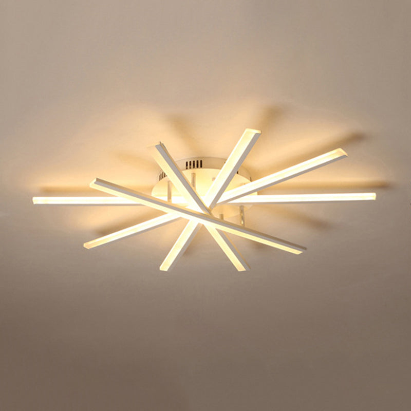 Metal Linear Semi Flush Mount Ceiling Light Modern Simplicity Living Room Lighting Fixture