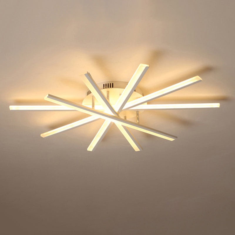 Metal Linear Semi Flush Mount Ceiling Light Modern Simplicity Living Room Lighting Fixture