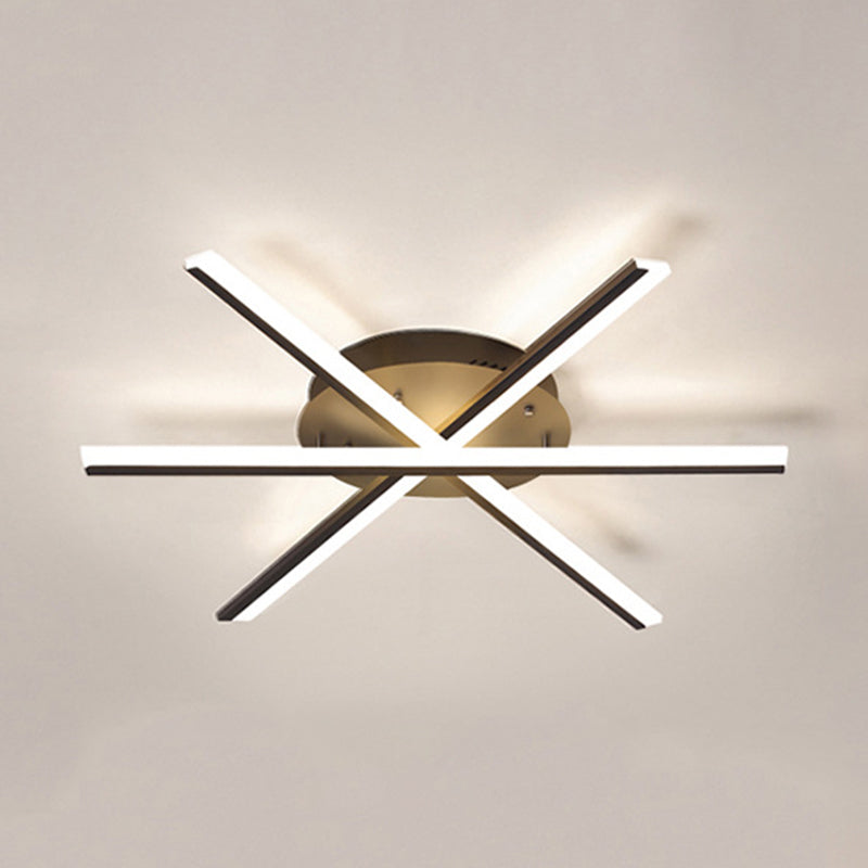 Metal Linear Semi Flush Mount Ceiling Light Modern Simplicity Living Room Lighting Fixture