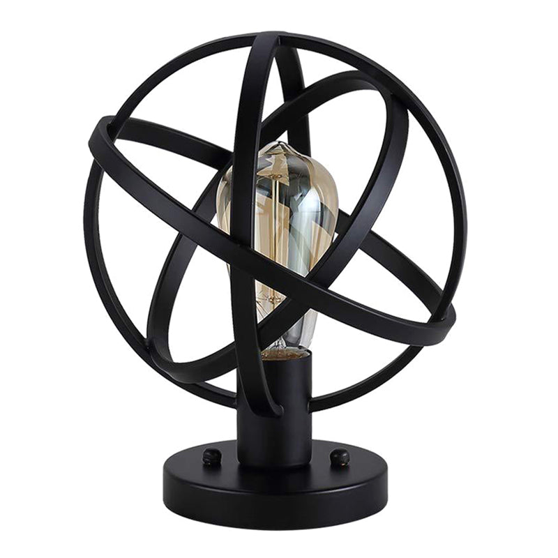 Black Globe Semi Flush Mount in Industrial Vintage Style Wrought Iron Ceiling Light for Corridor