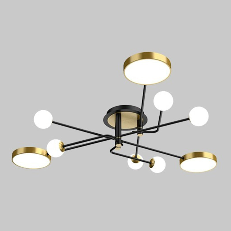 Modern Sputnik Semi Flush Mount Ceiling Light Metal Semi Flush Ceiling Light for Bedroom and Dining Room