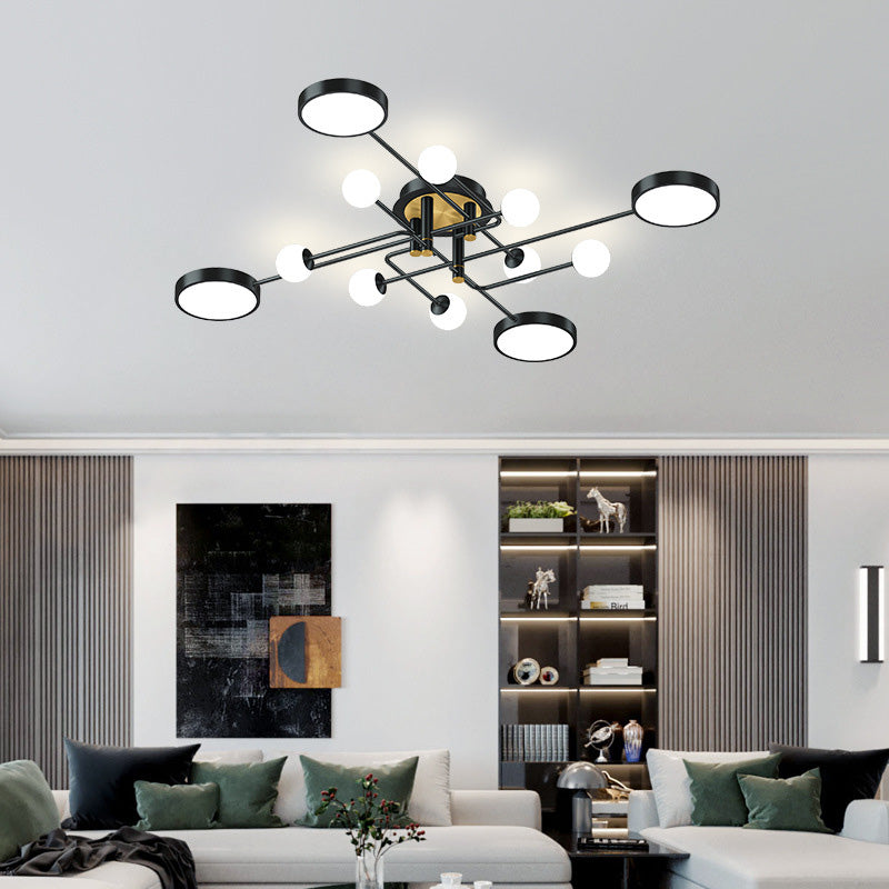 Modern Sputnik Semi Flush Mount Ceiling Light Metal Semi Flush Ceiling Light for Bedroom and Dining Room