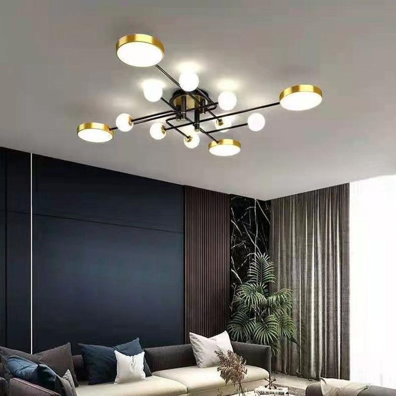 Modern Sputnik Semi Flush Mount Ceiling Light Metal Semi Flush Ceiling Light for Bedroom and Dining Room