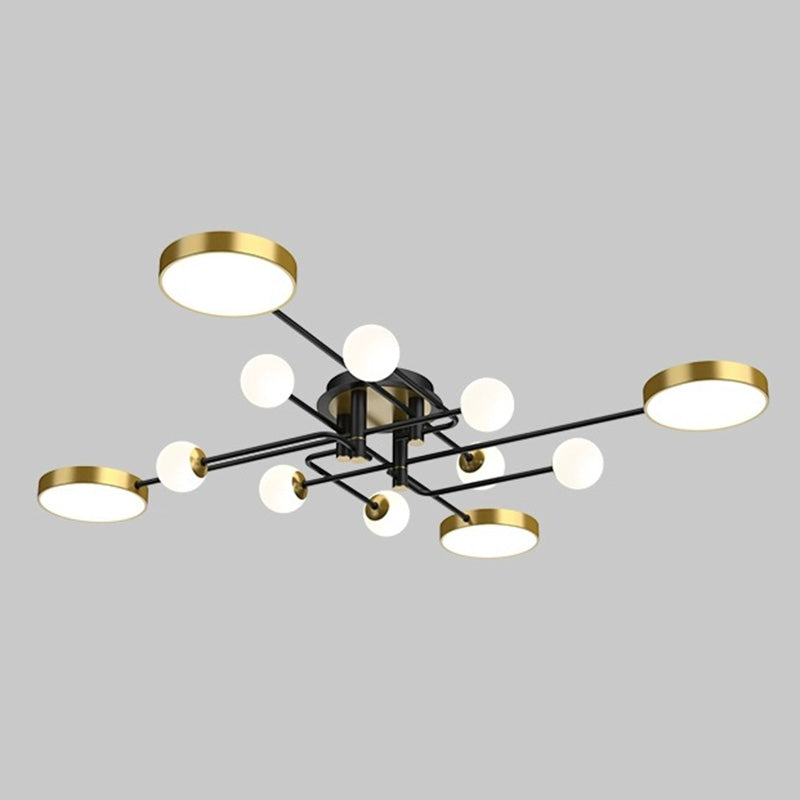 Moderne Sputnik Semi Flush Mount Ceiling Light Metal Semi Flush plafondlicht voor slaapkamer en eetkamer