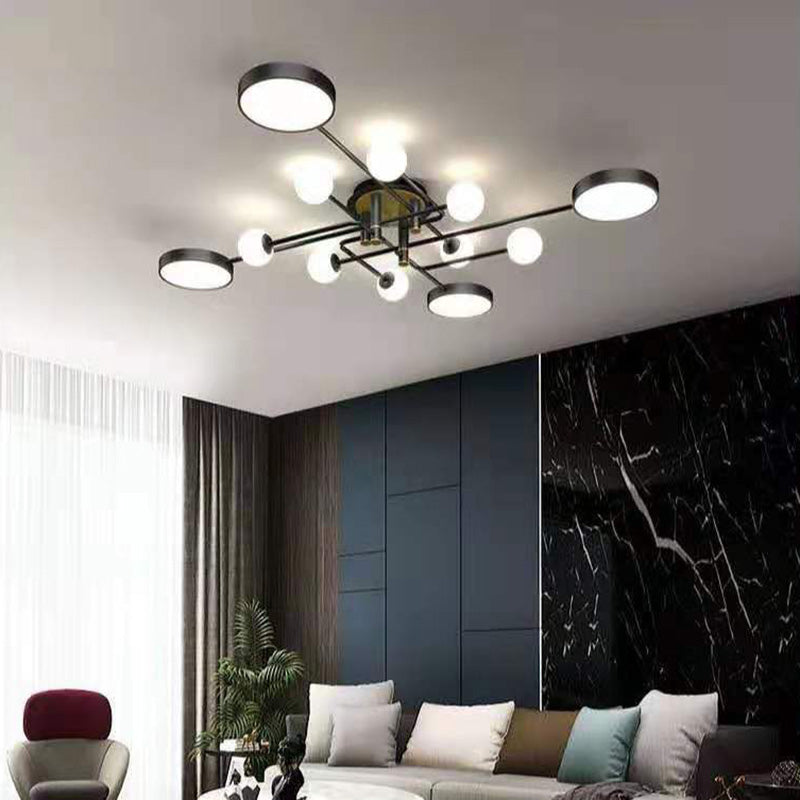 Moderne Sputnik Semi Flush Mount Ceiling Light Metal Semi Flush plafondlicht voor slaapkamer en eetkamer