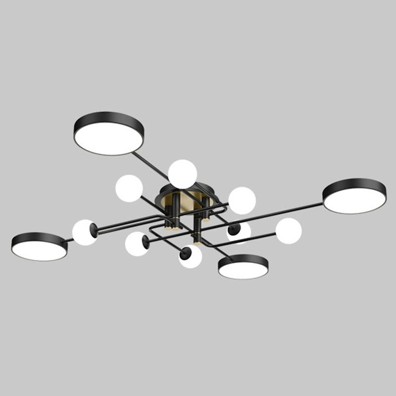 Moderne Sputnik Semi Flush Mount Ceiling Light Metal Semi Flush plafondlicht voor slaapkamer en eetkamer