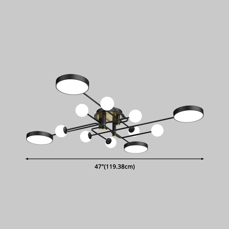 Modern Sputnik Semi Flush Mount Ceiling Light Metal Semi Flush Ceiling Light for Bedroom and Dining Room