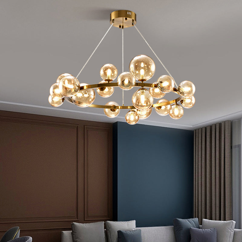 Ultra-modern Globe-Shaped Hanging Chandelier Glass Suspension Lighting with Hanging Cord for Living Room