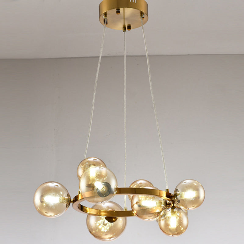 Ultra-modern Globe-Shaped Hanging Chandelier Glass Suspension Lighting with Hanging Cord for Living Room