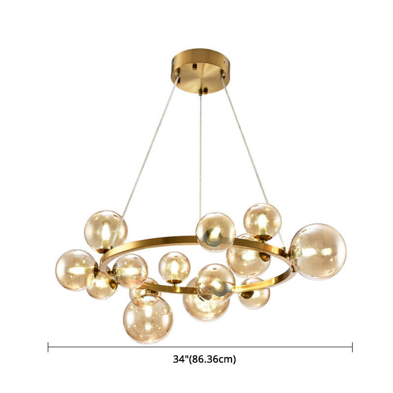 Ultra-modern Globe-Shaped Hanging Chandelier Glass Suspension Lighting with Hanging Cord for Living Room