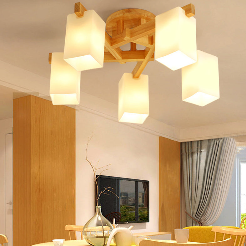 Rectangle Semi Flush Mount Light Fixture Wood Modern Simplicity Flush Mount Ceiling Light Fixture