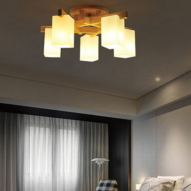 Rectangle Semi Flush Mount Light Fixture Wood Modern Simplicity Flush Mount Ceiling Light Fixture