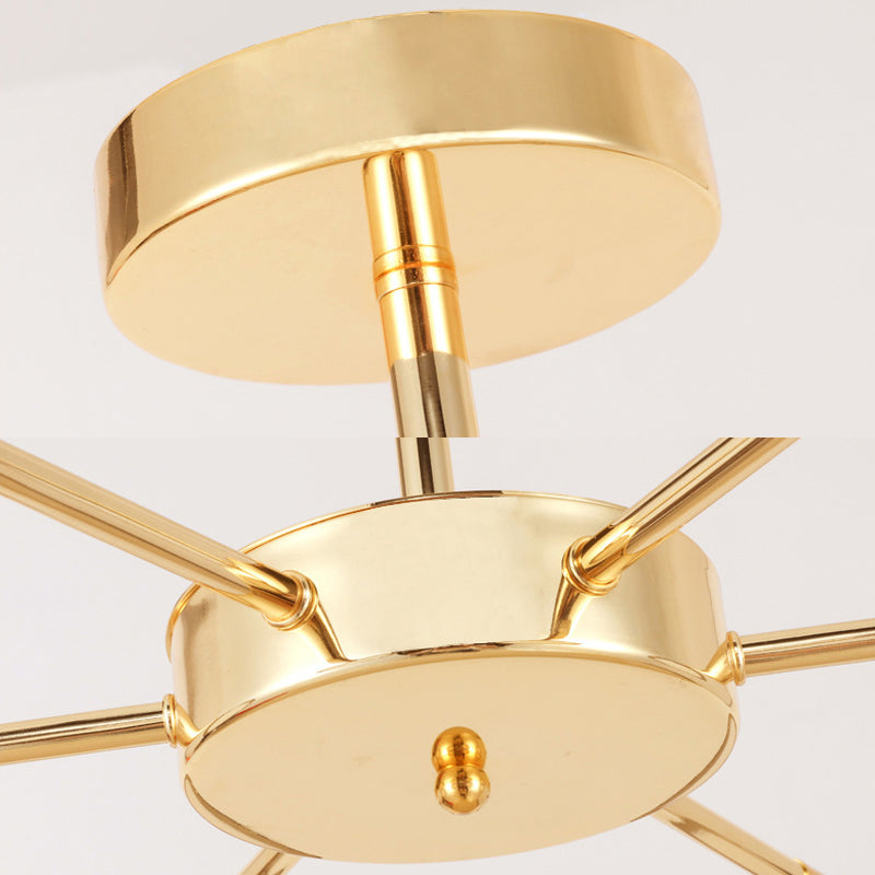 Gold Sputnik Hanging Ceiling Light Modernism 6/8 Lights Starburst Chandelier Lighting Fixture, Warm/White Light