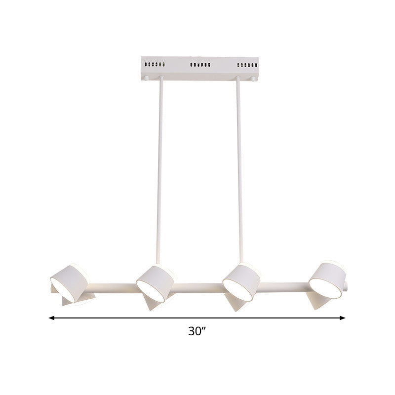 Metal Linear Pendant Light Fixture Simple Style 8 Lights White Hanging Ceiling Light