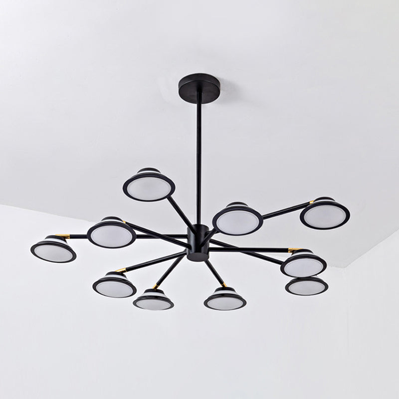 Black Starburst Chandelier Light Contemporary 10 Heads Metal Pendant Light Kit for Living Room