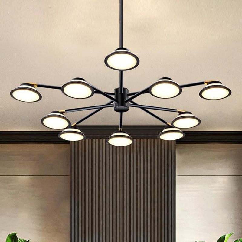 Black Starburst Chandelier Light Contemporary 10 Heads Metal Pendant Light Kit for Living Room