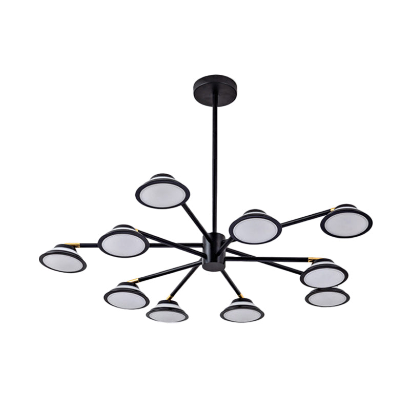 Black Starburst Chandelier Light Contemporary 10 Heads Metal Pendant Light Kit for Living Room