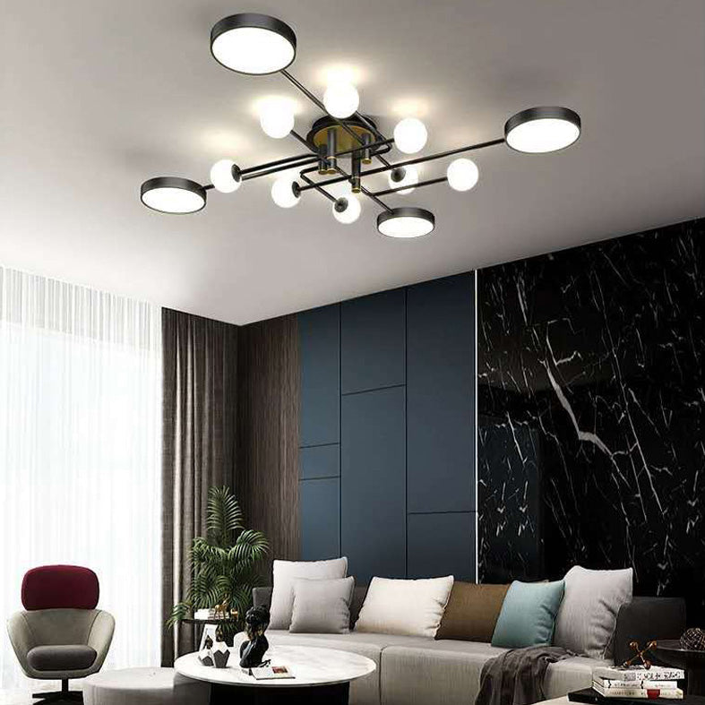 Modern Sputnik Semi Flush Mount Ceiling Light Metal Semi Flush Ceiling Light for Bedroom and Dining Room