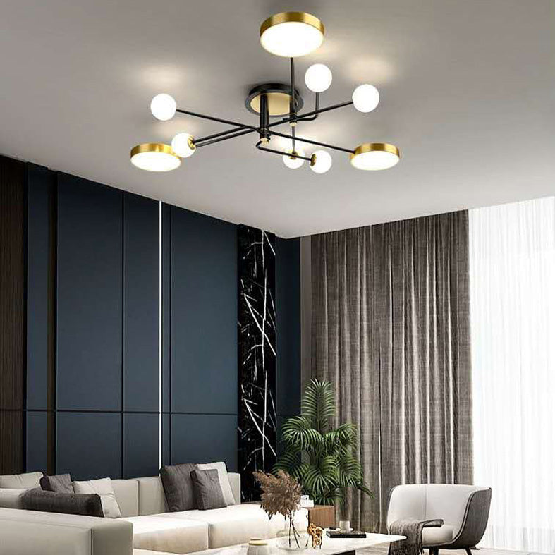 Modern Sputnik Semi Flush Mount Ceiling Light Metal Semi Flush Ceiling Light for Bedroom and Dining Room