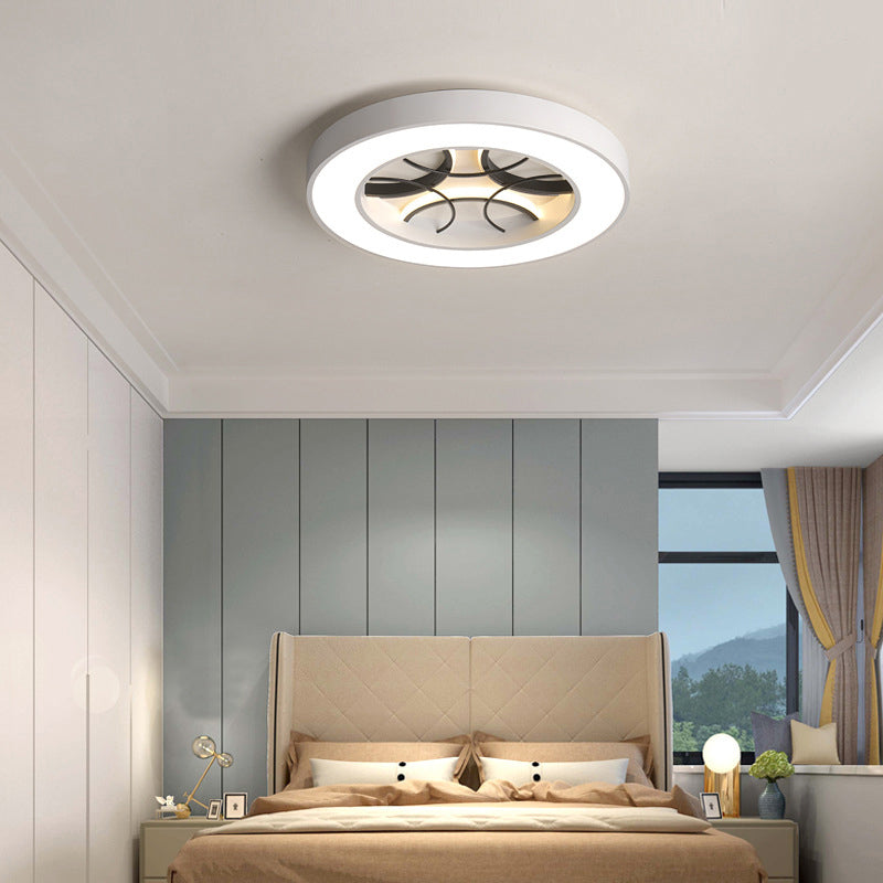 16 "/19,5" Wide White Round Flush Light Fixture Modern Metal White White Techo Lamp, Warm/White/3 Color Light