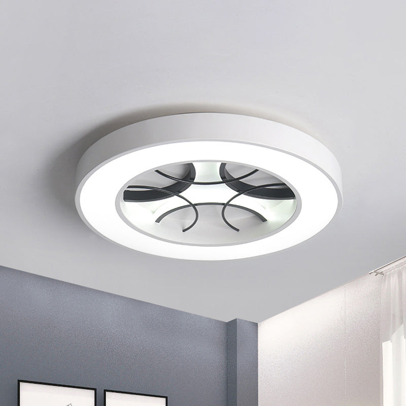 16"/19.5" Wide White Round Flush Light Fixture Modern Metal White LED Ceiling Lamp, Warm/White/3 Color Light